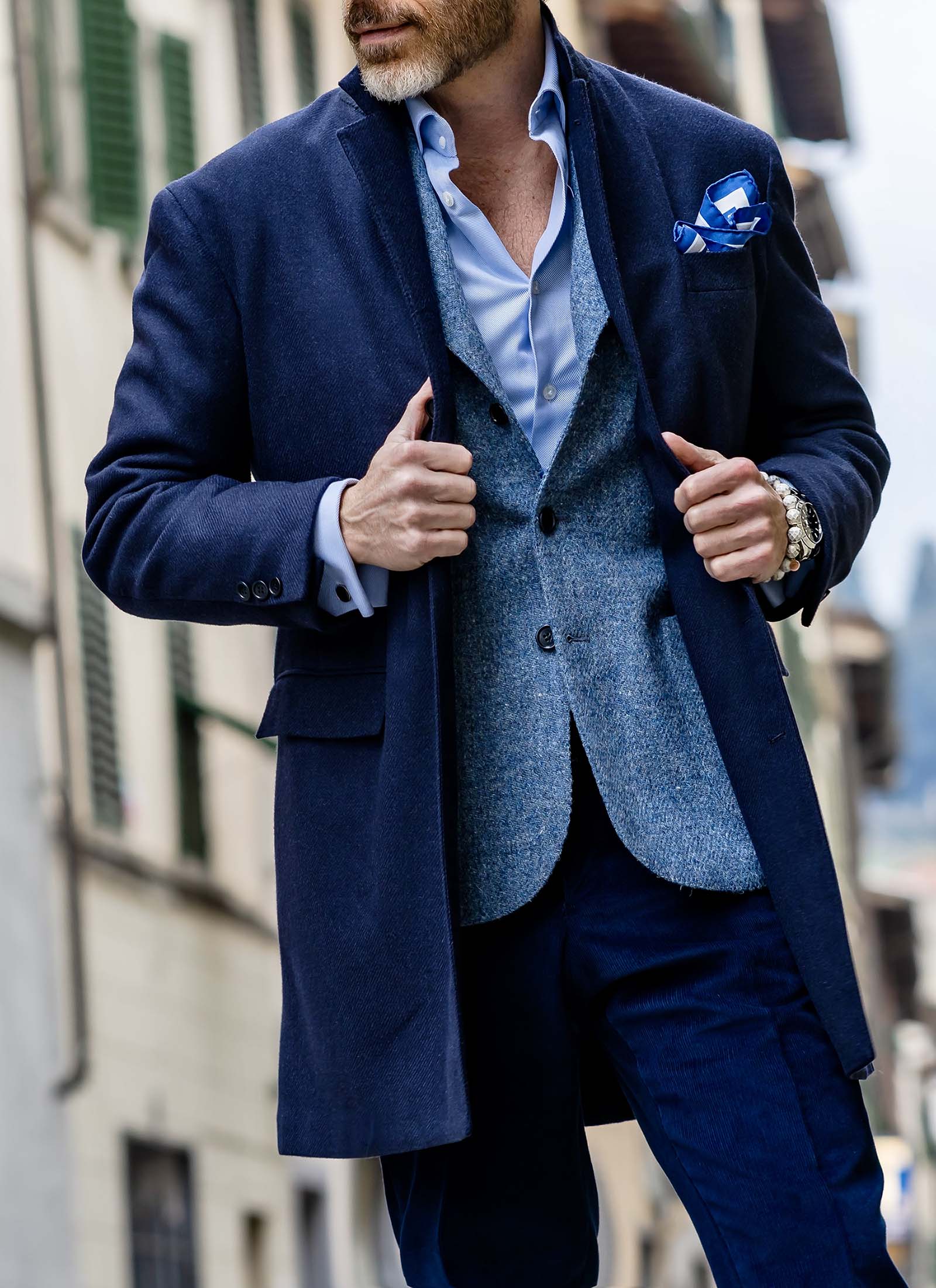 dark blue dress coat The Black Tux Royal Suit Jacket In Blue | Size: 52