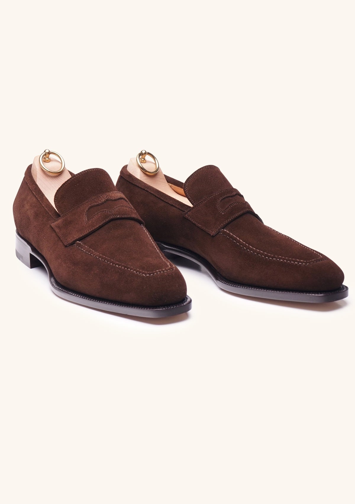 Dark Brown Suede Penny Loafers