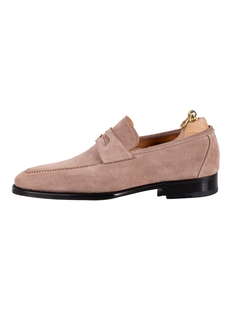 Beige Suede Penny Loafers