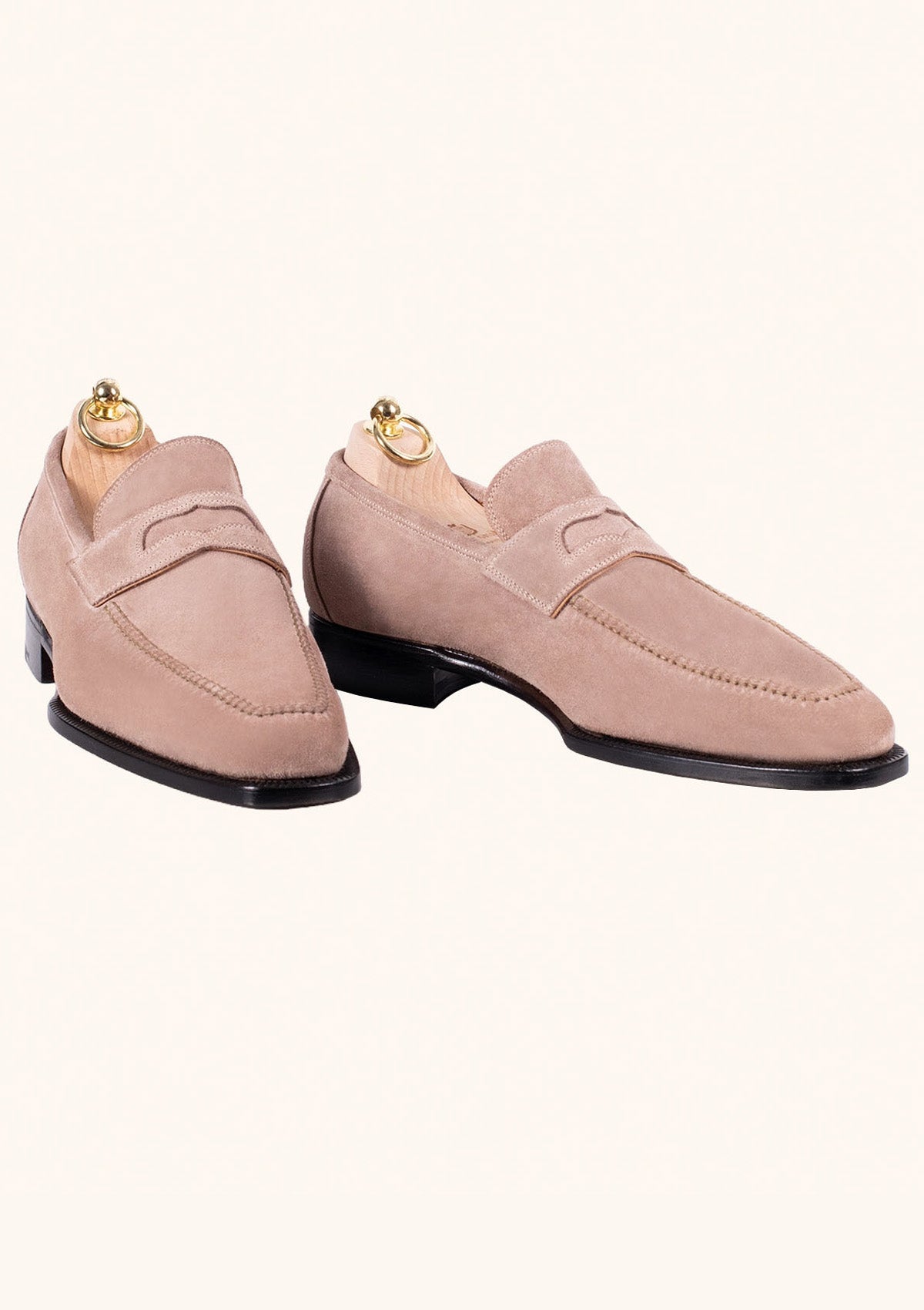 Beige Suede Penny Loafers