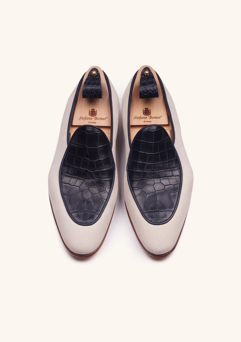 Blue and Off White Belgian Loafers