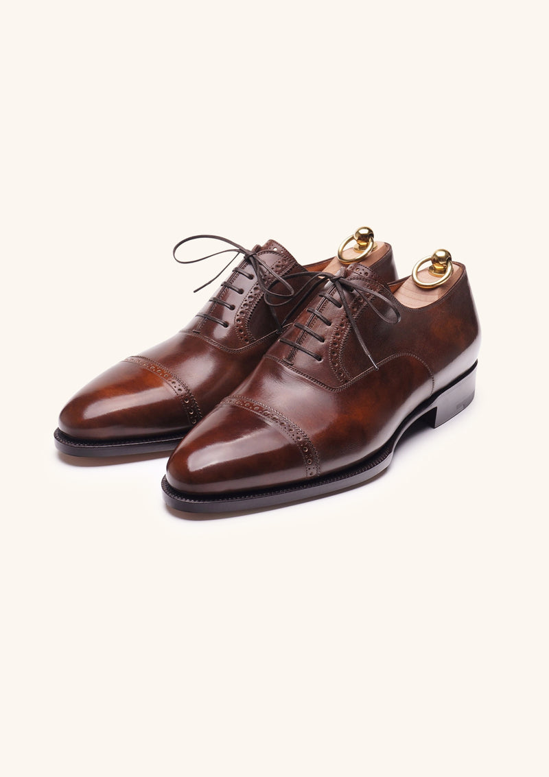 Brown Cap Toe Semi-Brogue Oxfords