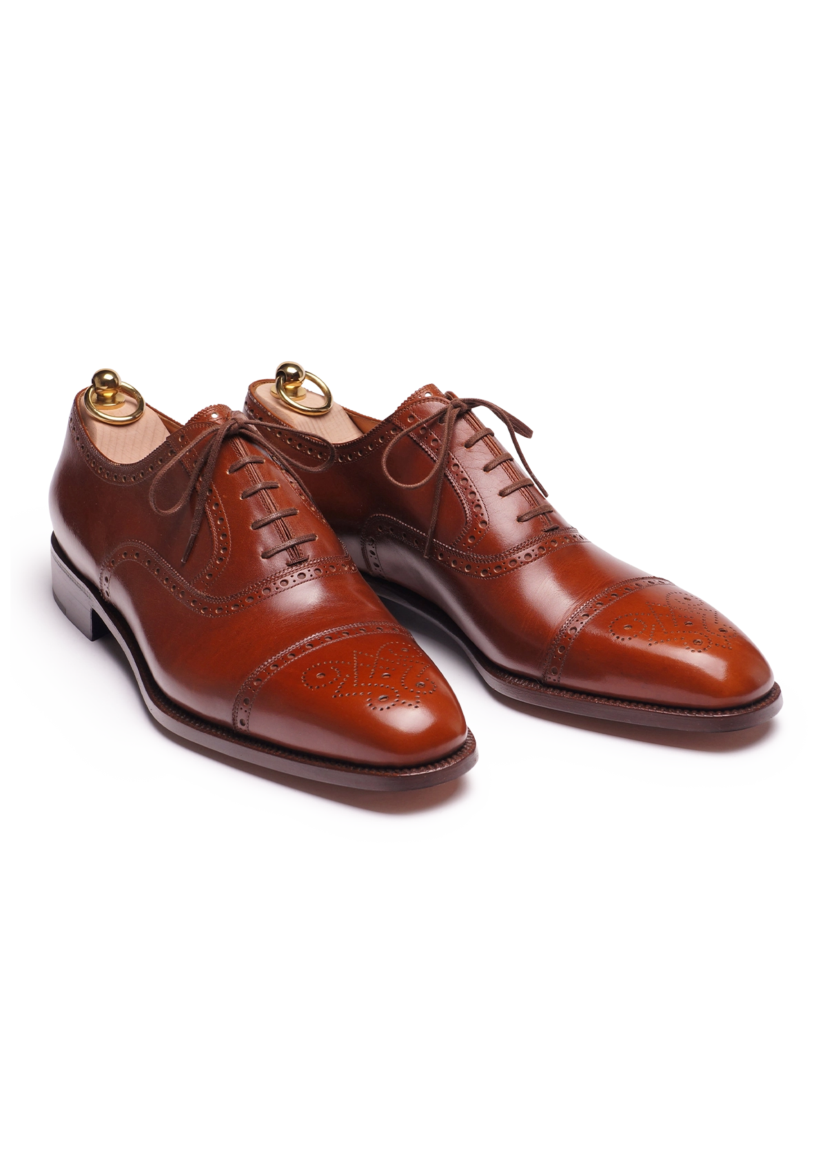 Brown Cap toe oxfords in French Box Calf Stefano Bemer