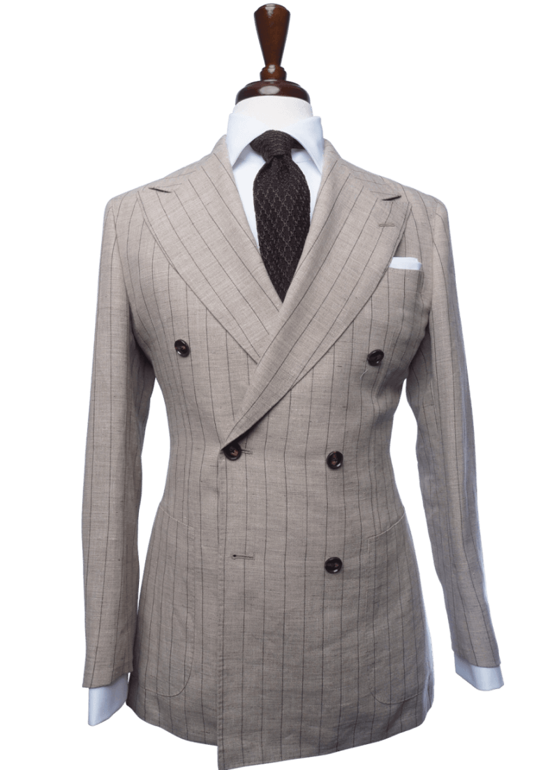 Cream Linen & Caramel Stripe Suit