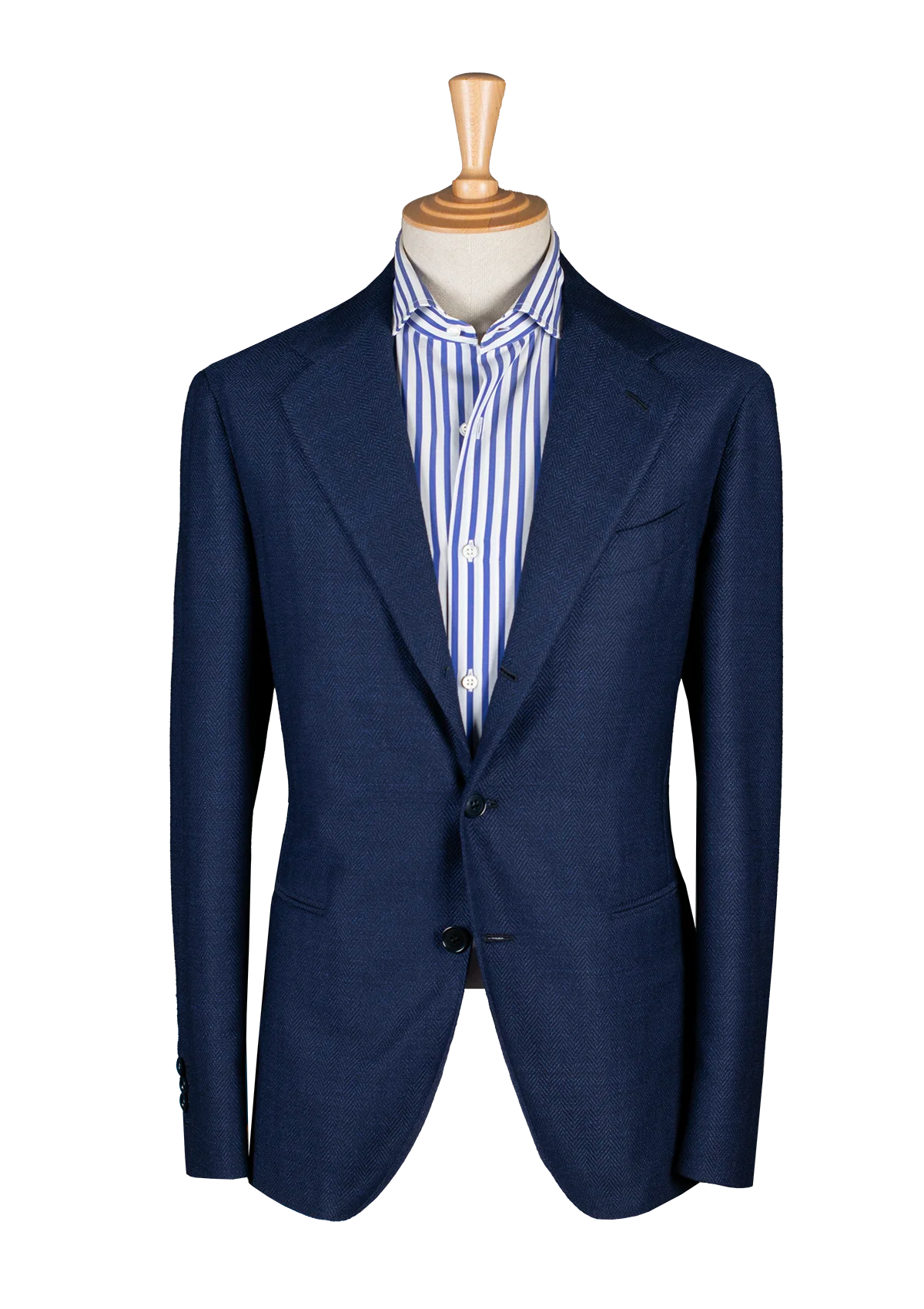 Navy Blue Herringbone Unstructured Jacket