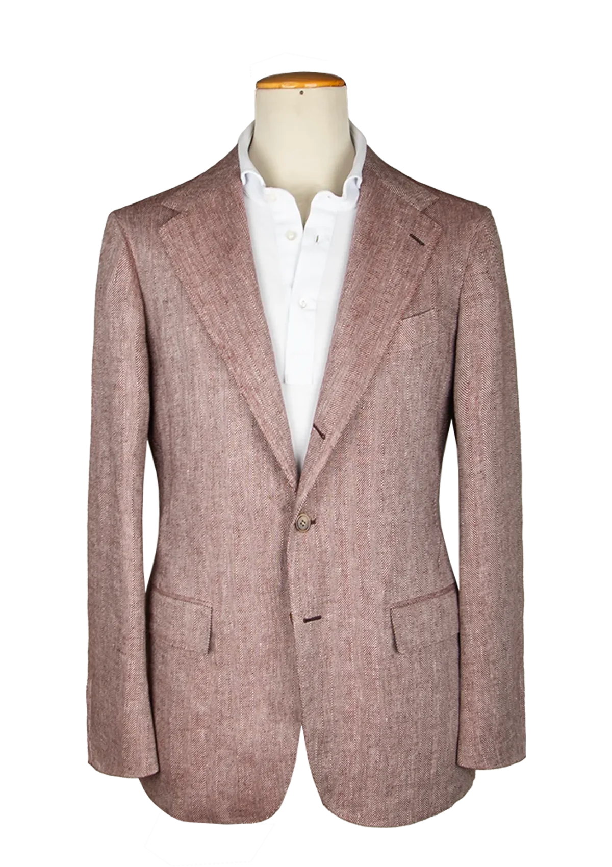 Rosé Herringbone Linen Unstructured Jacket