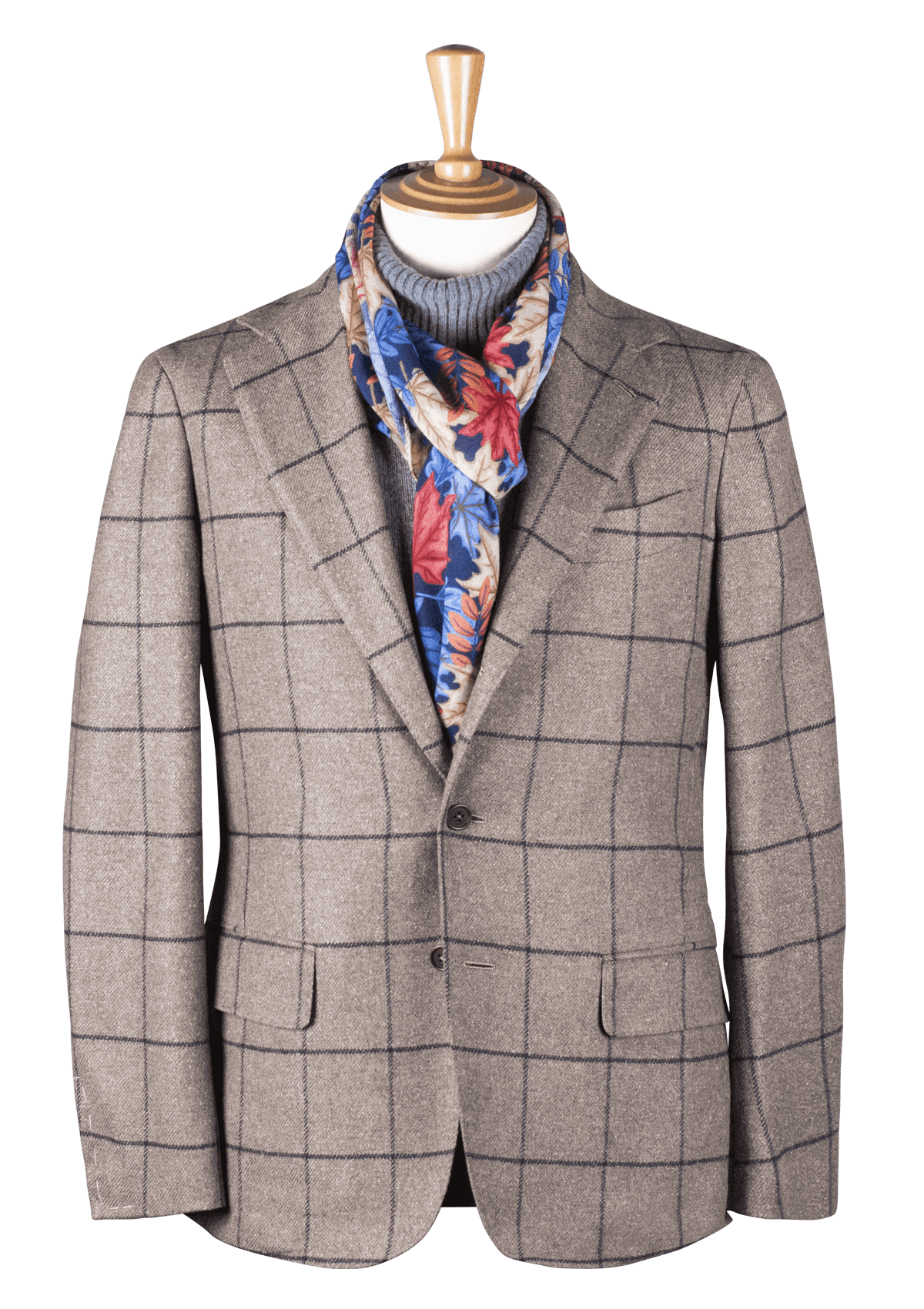 Taupe Unstructured Jacket with Black Check