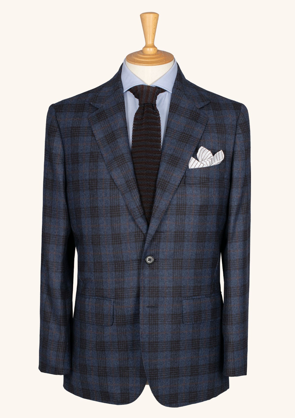 Blue & Brown Checked Cashmere Blend Jacket