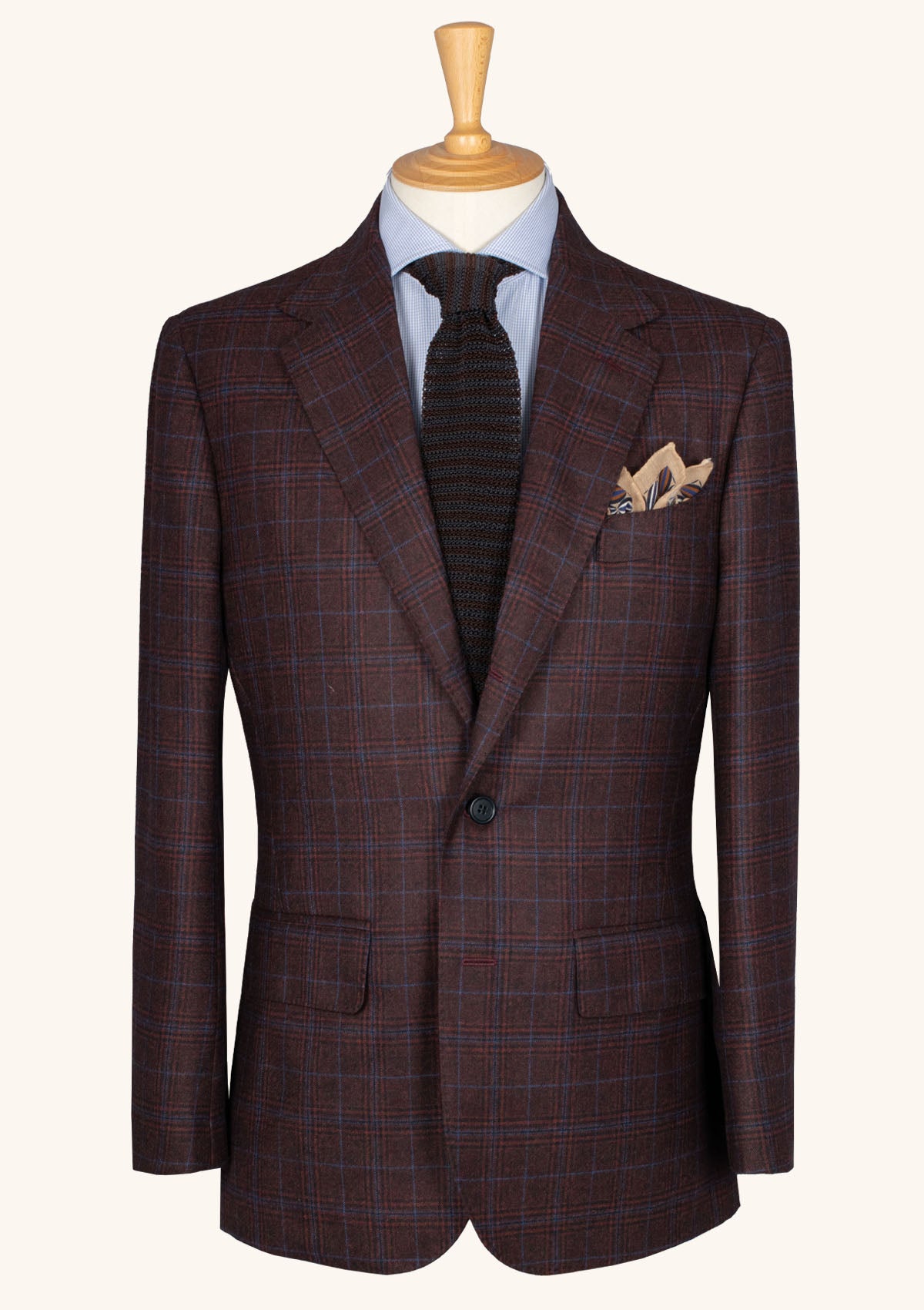 Burgundy Checked Cashmere Blend Jacket