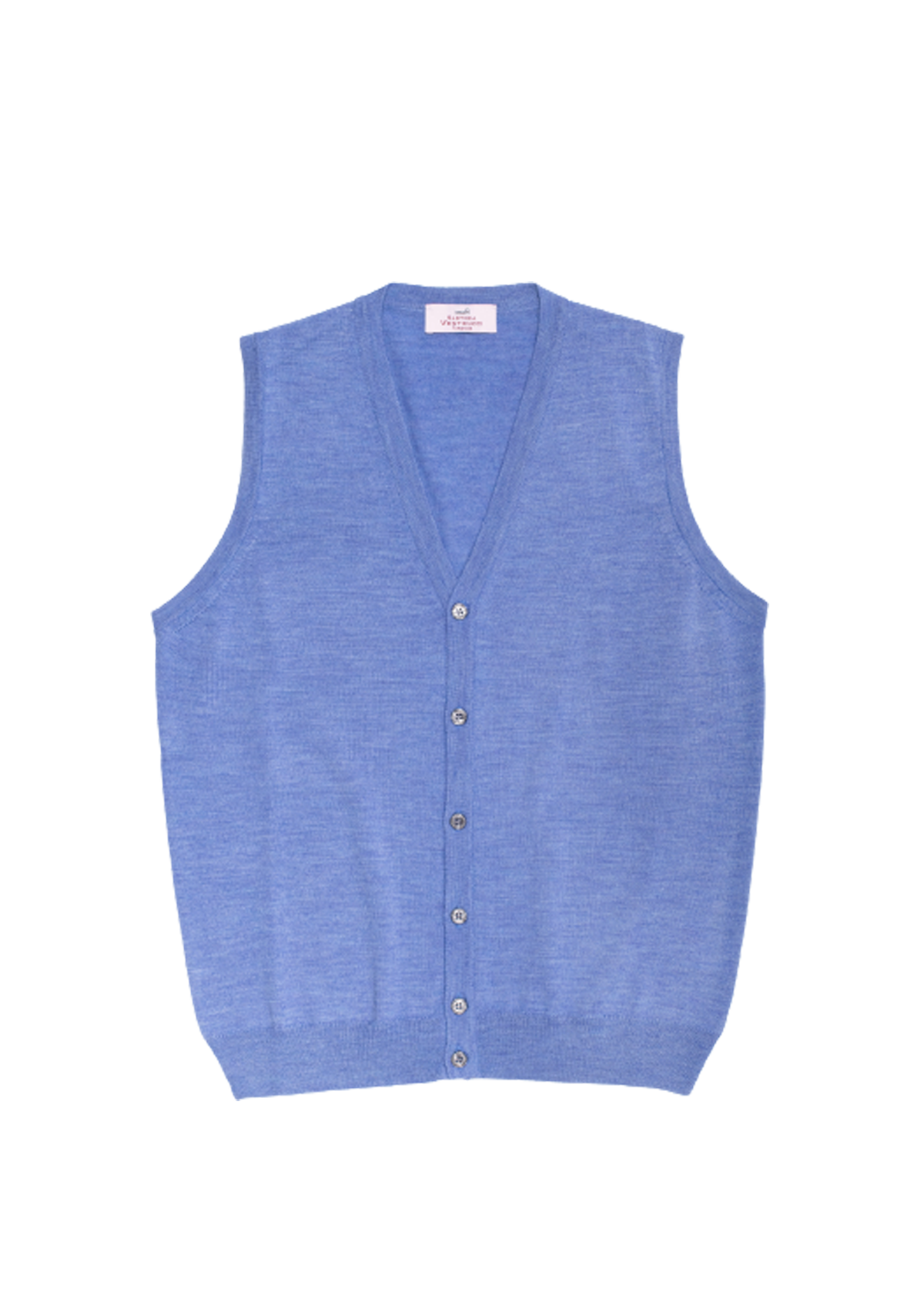 Sky Blue Melange Merino Wool Waistcoat