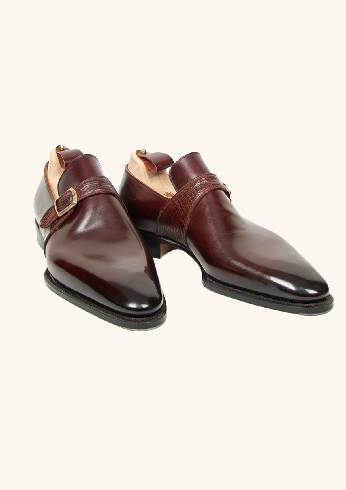 Burgundy Monk Strap Shoes