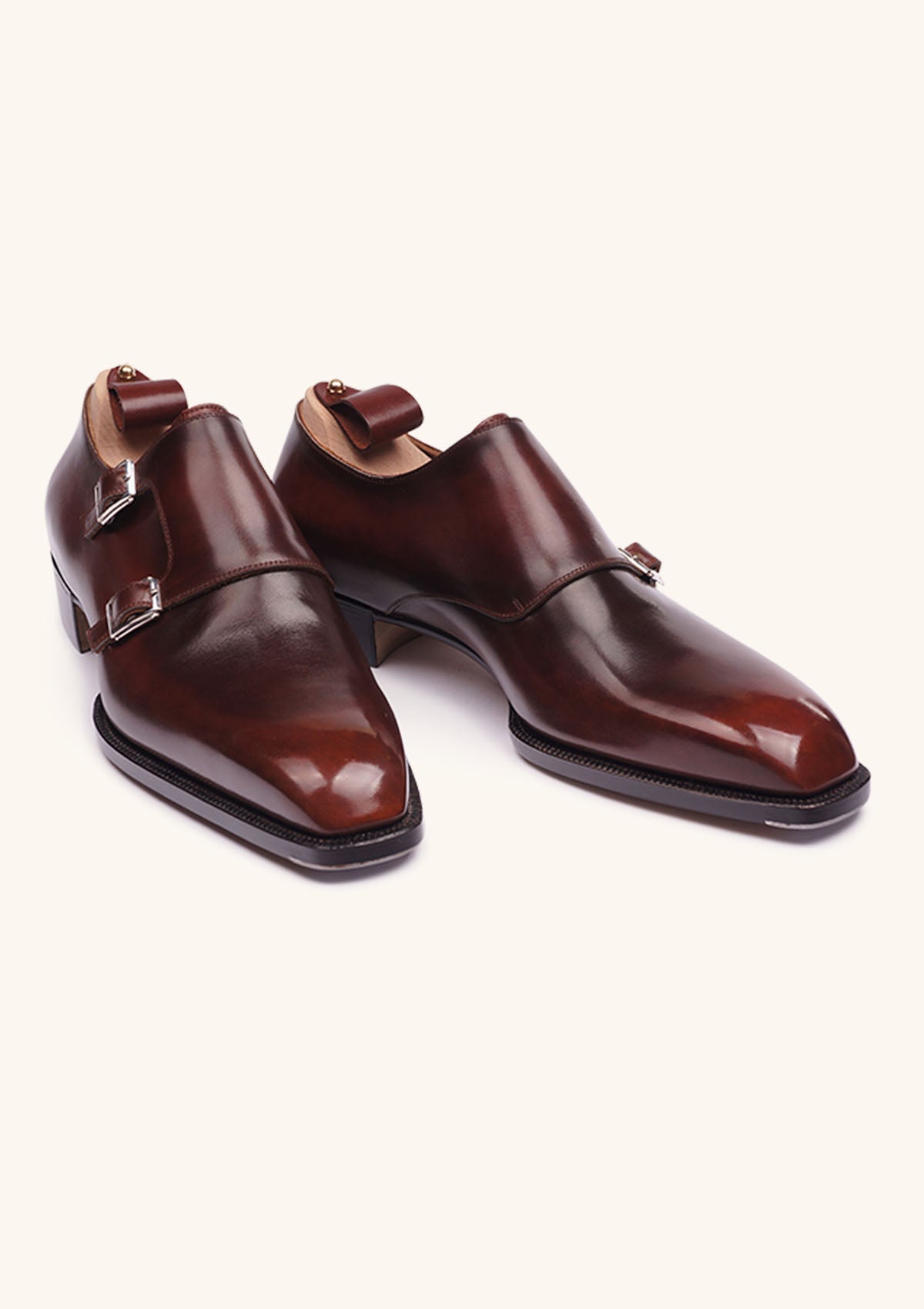 Brown Double Monk Strap Shoes