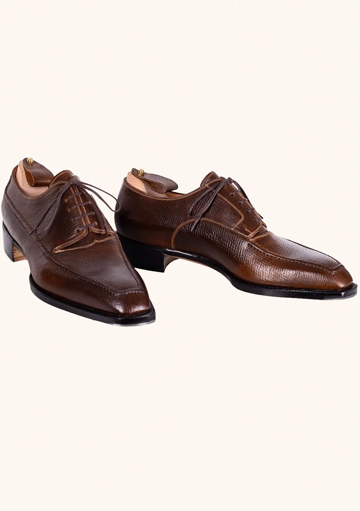 Hatched Brown Five Eyelet Derbies