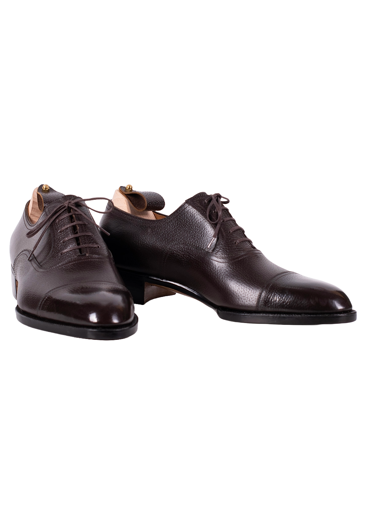 Hatched Grain Leather Captoe Oxfords