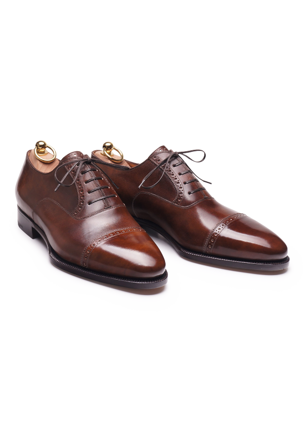 Brown Cap Toe Semi-Brogue Oxford