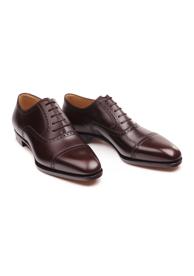 Dark Brown Cap toe Oxford Shoes in Box calf Stefano Bemer