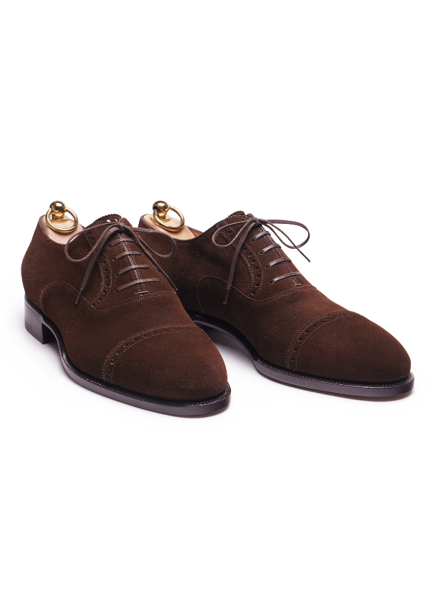 Brown suede deals cap toe shoes