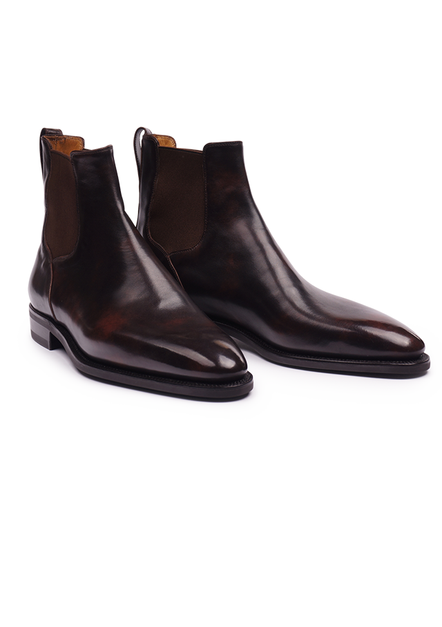 Brown Chelsea Boots in Italian Museum Calf Stefano Bemer