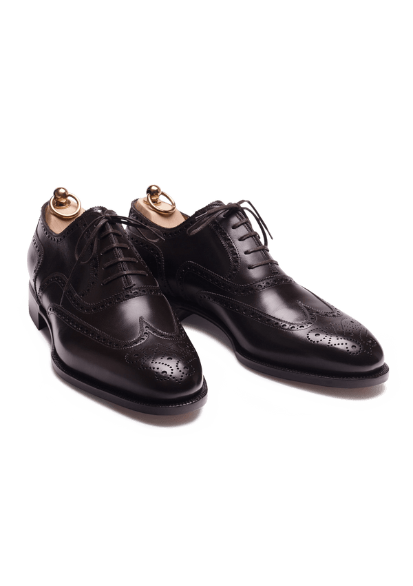 Brown Wingtip Brogue Oxfords with Medallion
