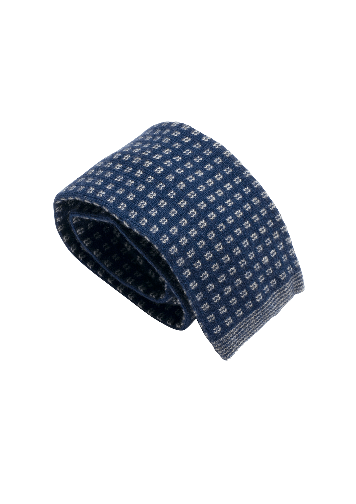 Blue & White Wool Maglia Tie, Pattern 7