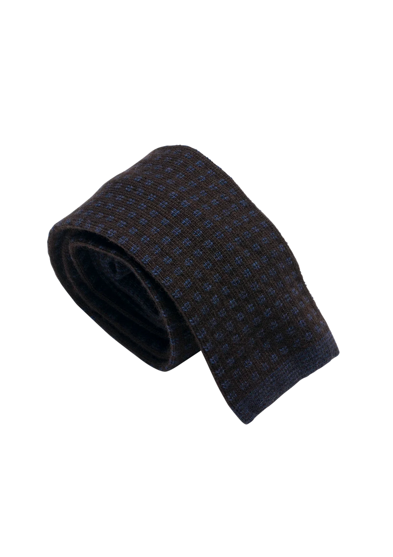 Brown & Blue Wool Maglia Tie, Pattern 7