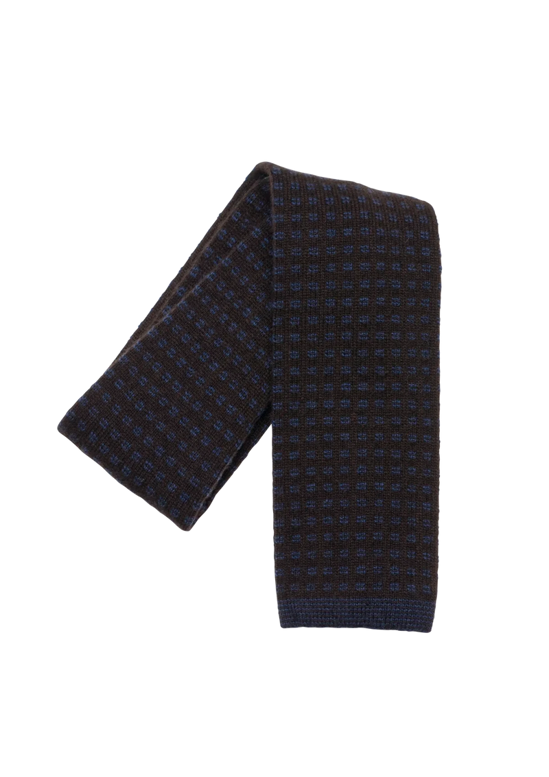 Brown & Blue Wool Maglia Tie, Pattern 7