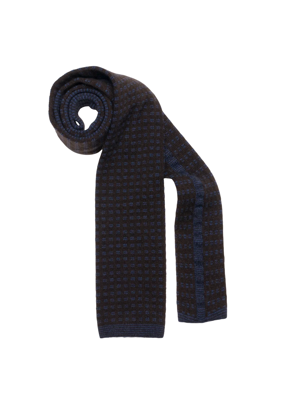 Brown & Blue Wool Maglia Tie, Pattern 7