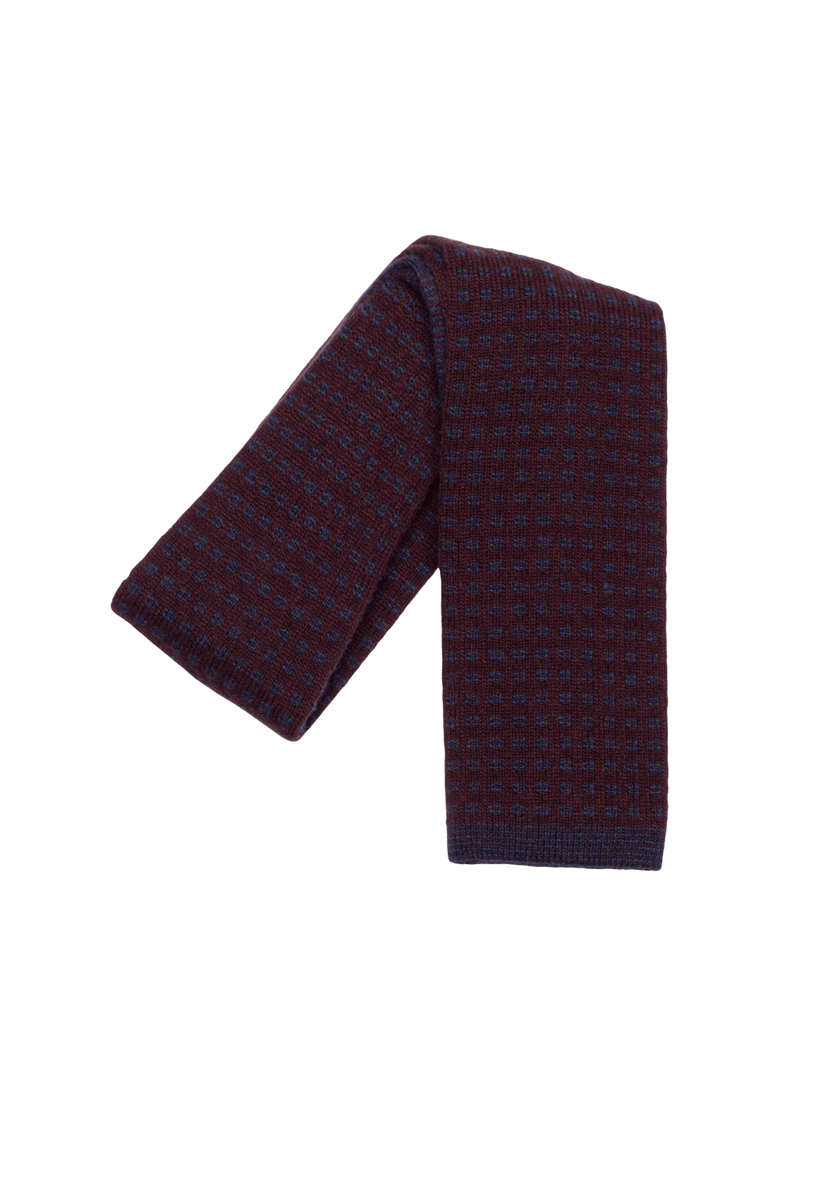 Burgundy & Blue Wool Maglia Tie, Pattern 7