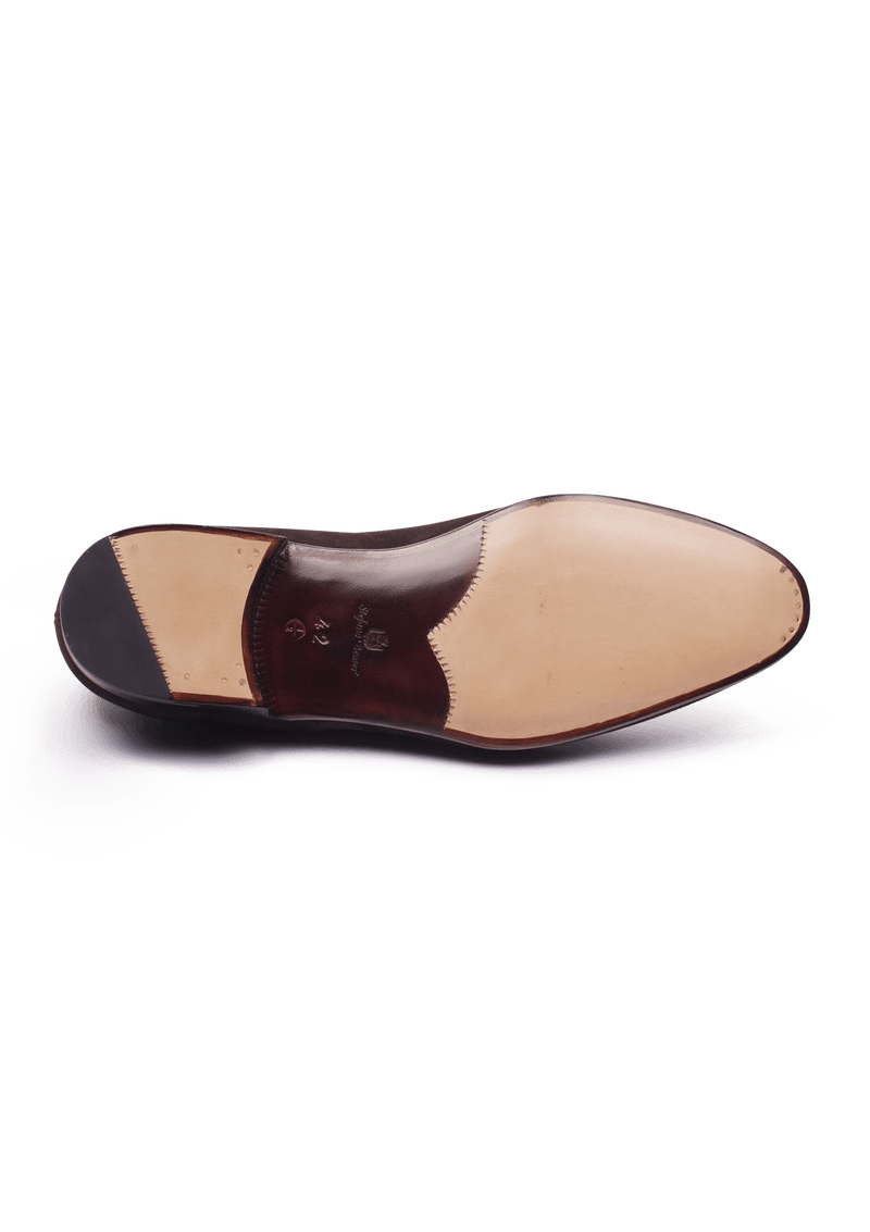 Brown Belgian Loafers with Alligator Apron