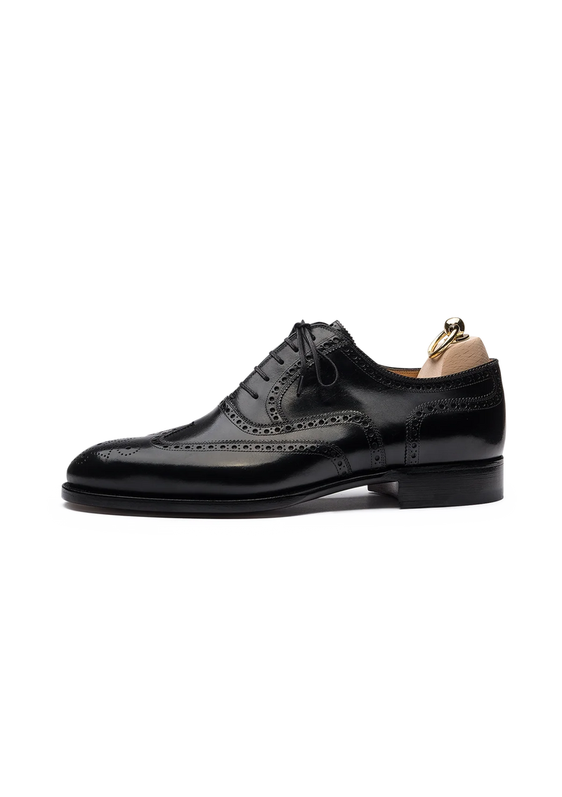 Black Wingtip Oxfords with Medallion