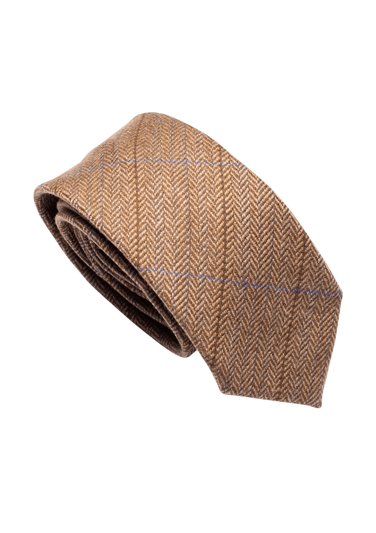 Brown Overcheck Wool Classic Tie, Pattern 07