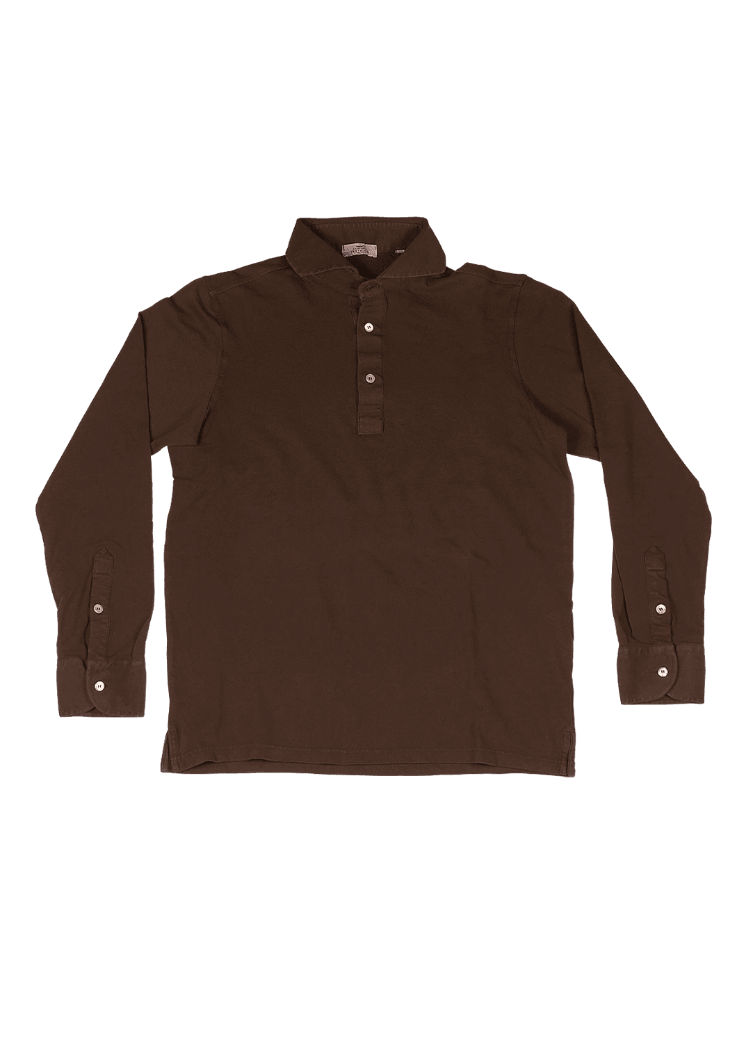 Brown Stone Washed Cotton Polo Shirt
