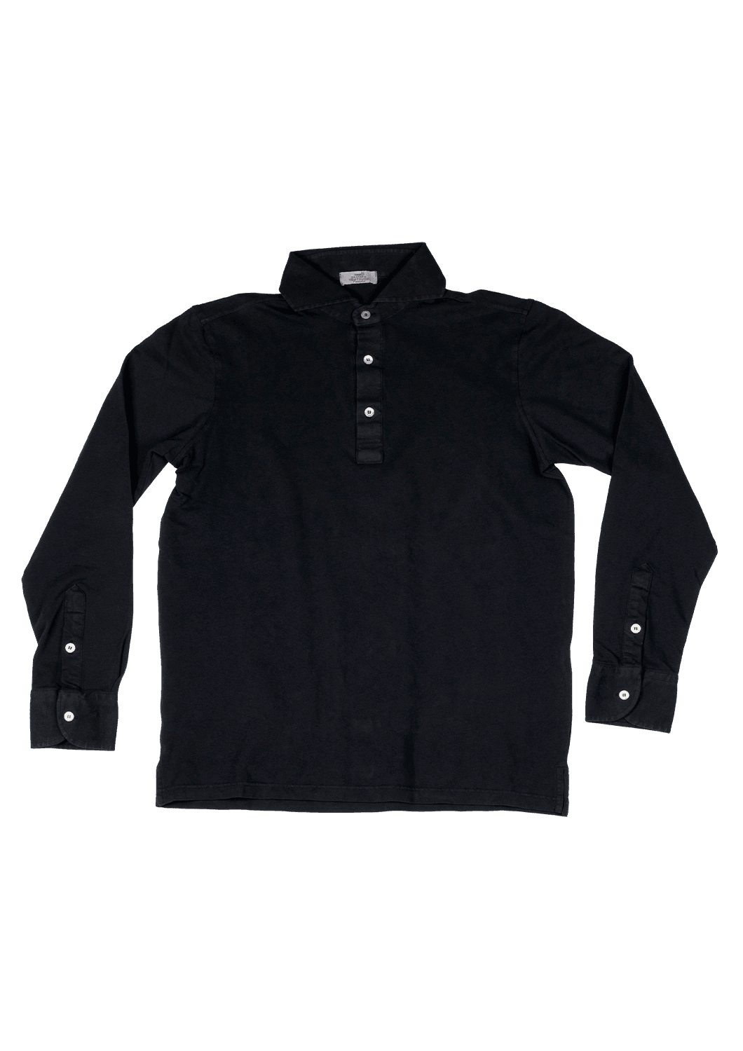 Navy Blue Stone Washed Cotton Polo Shirt