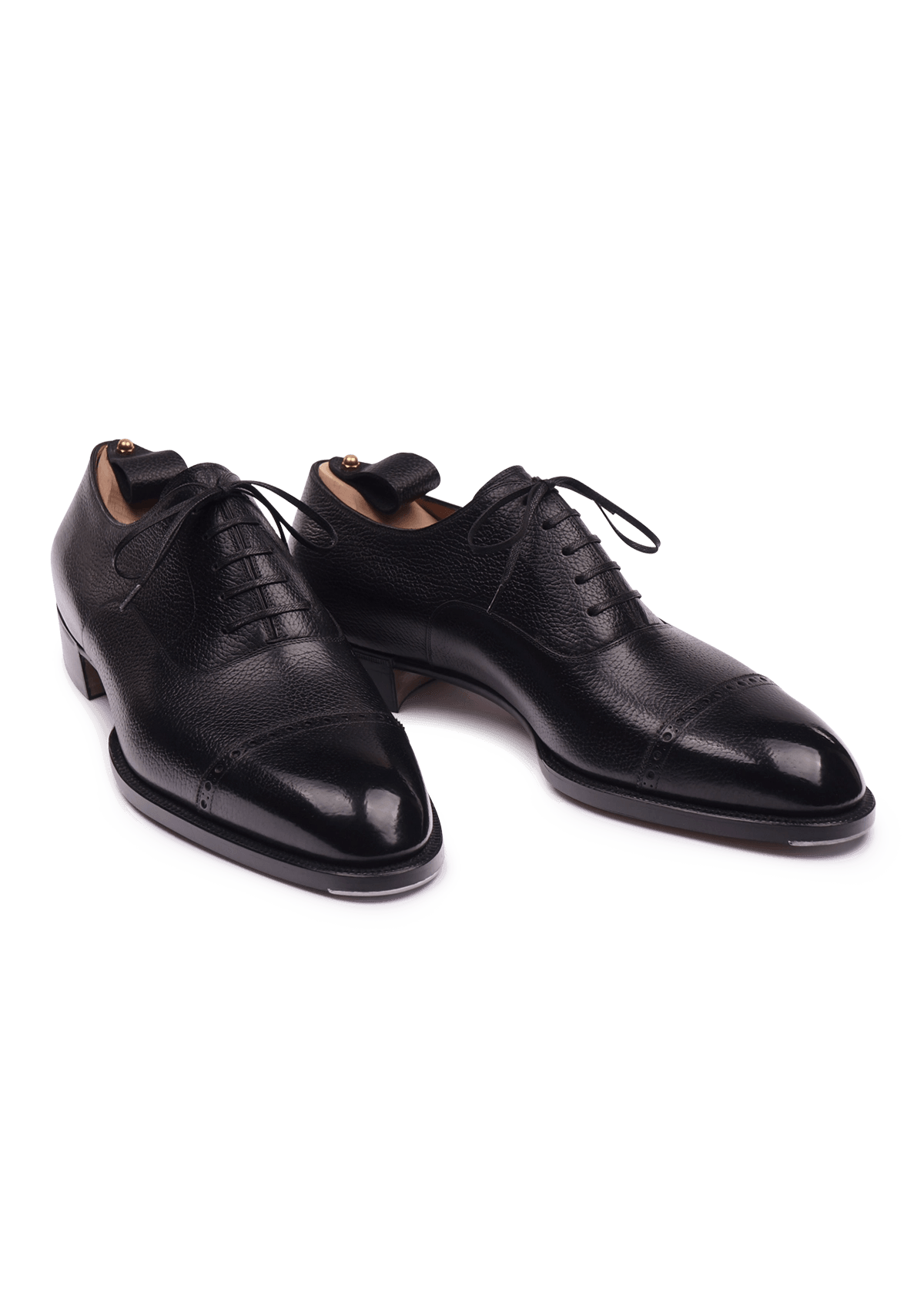 Black Deerskin Cap Toe Oxfords