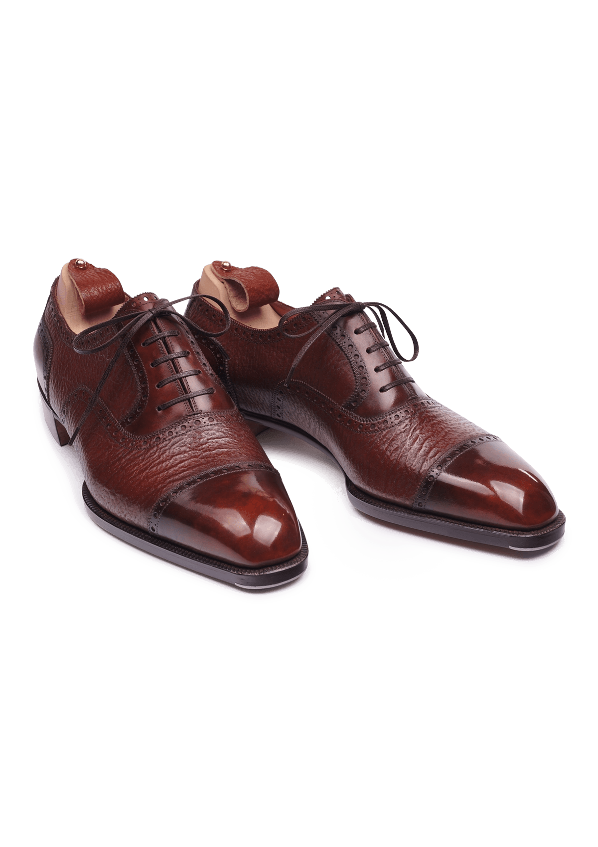 Brown Full Brogue Cap Toe Oxford Shoes