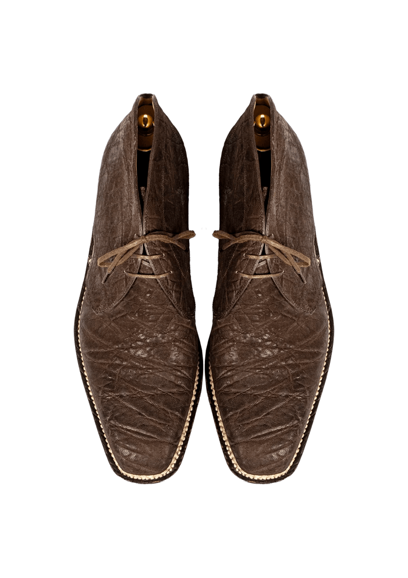 Chocolate Brown Chukka Boots in Elephant Leather