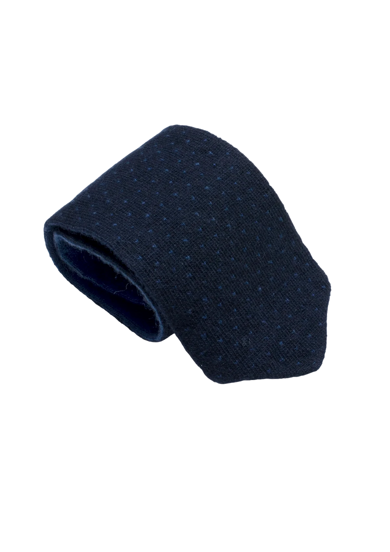 Navy Blue & Blue Wool Maglia Tie, Pattern 4