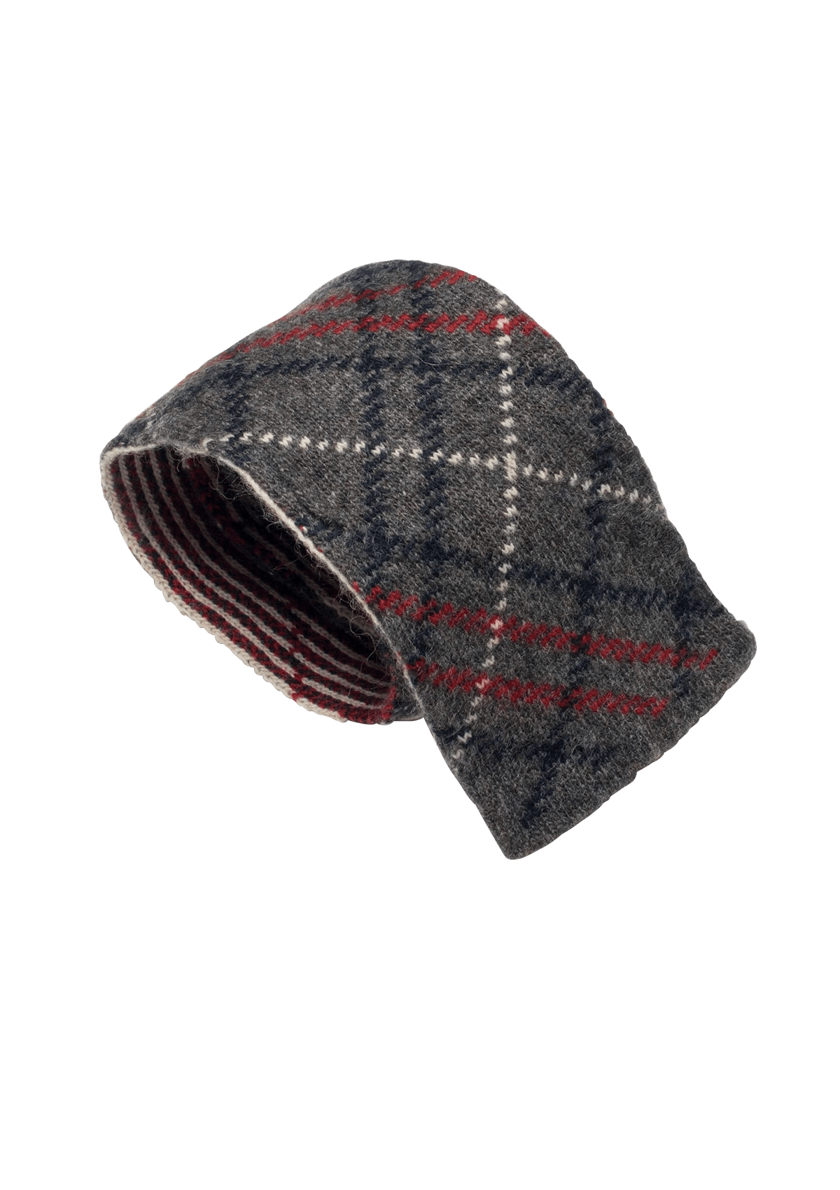 Grey & Blue & Red Wool Maglia Tie, Pattern 6