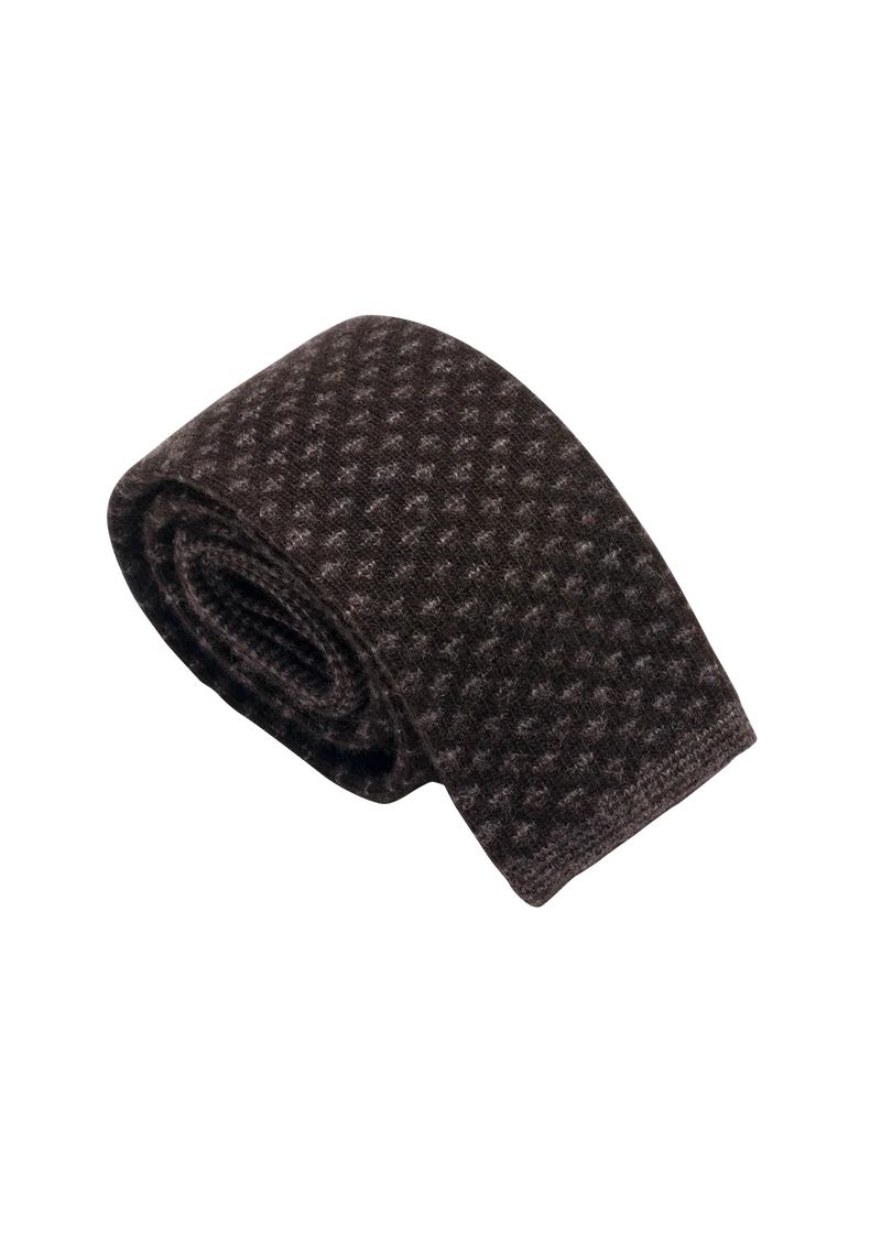 Brown & Beige Wool Maglia Tie, Pattern 8