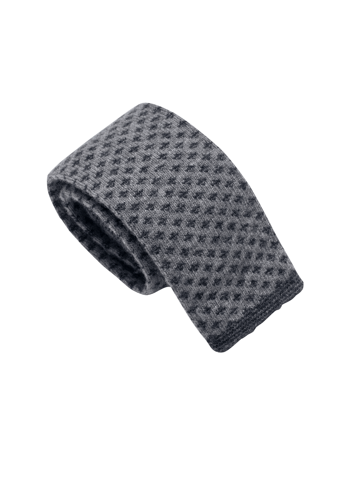Grey & Navy Blue Wool Maglia Tie, Pattern 8