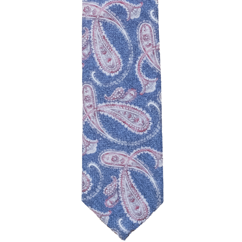 Three-fold silk tie with paisley pattern