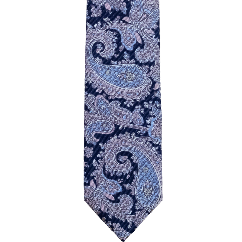 Three-fold silk tie with paisley pattern