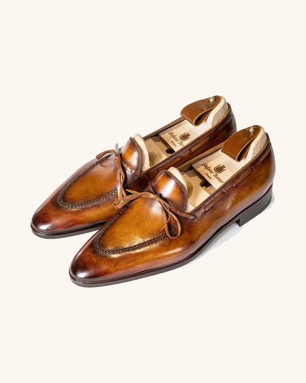 Cognac Brown Laced Loafers