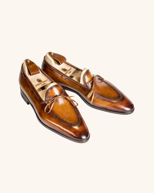 Cognac Brown Laced Loafers