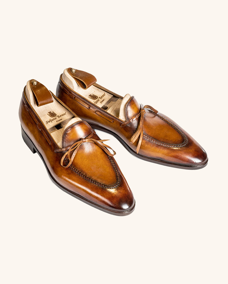 Cognac Brown Laced Loafers - Main Image