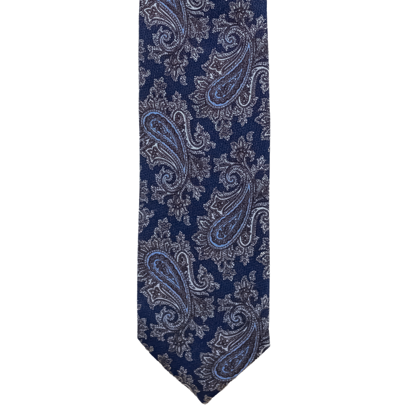Three-fold silk tie with paisley pattern