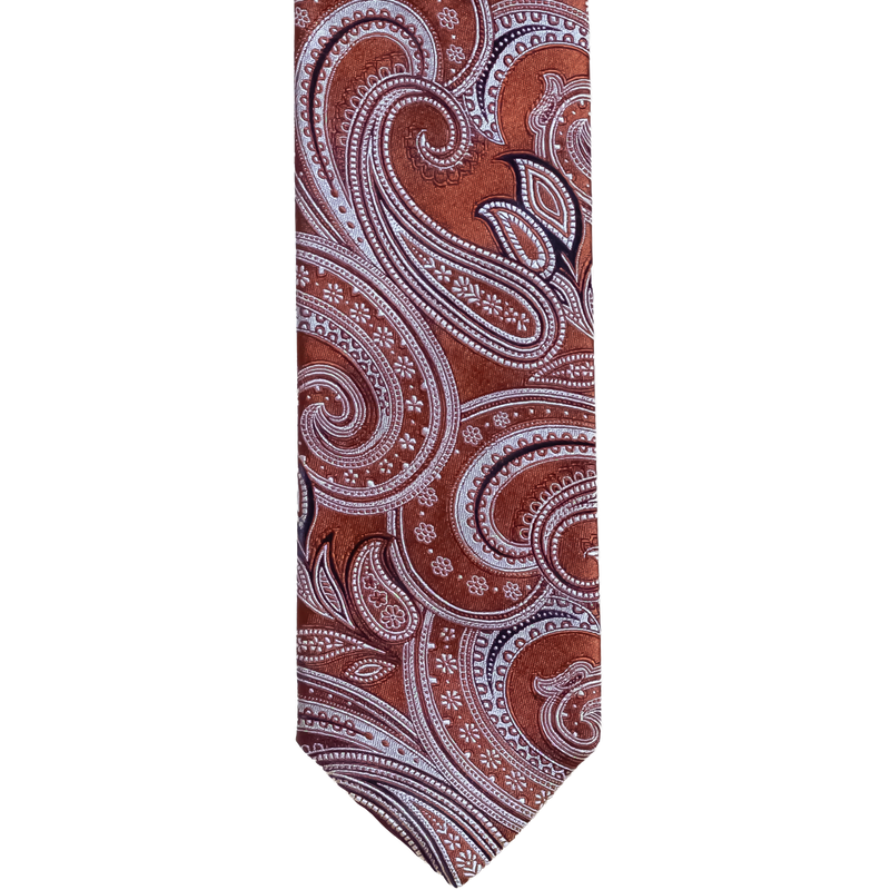 Three-fold silk tie with paisley pattern