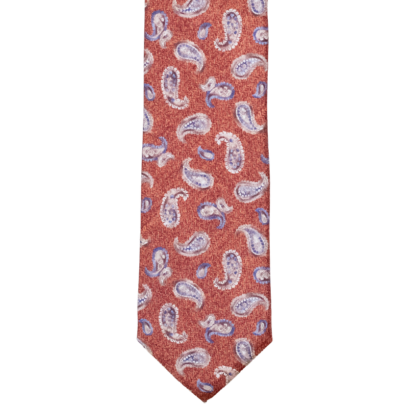 Three-fold silk tie with paisley pattern