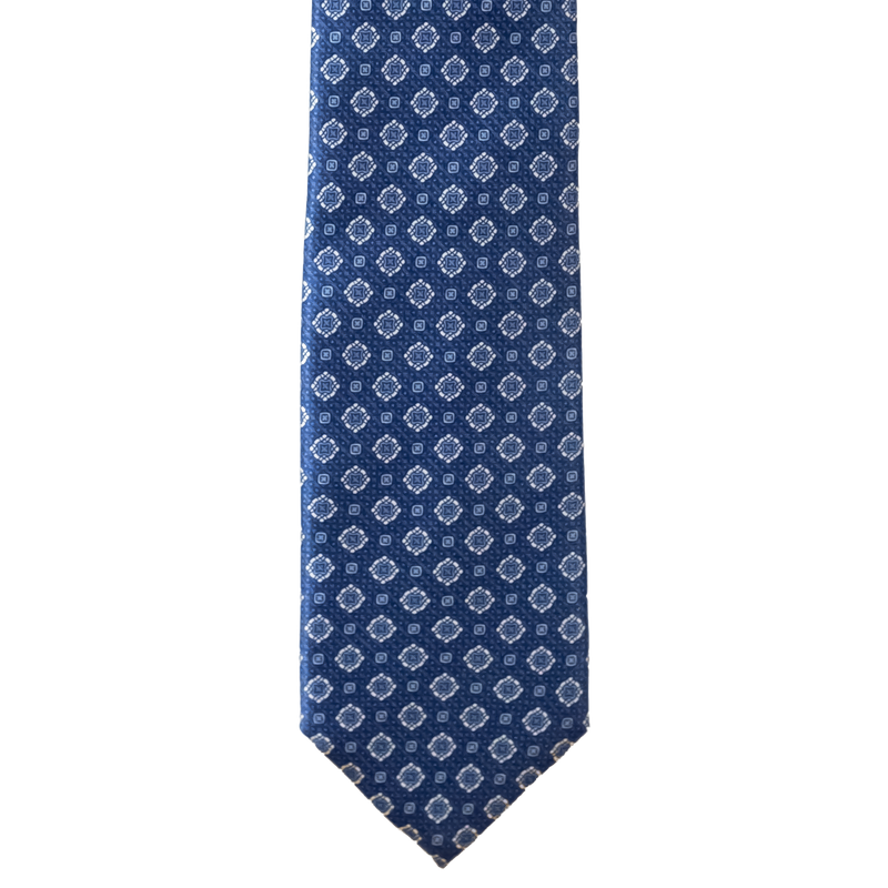 Three-fold silk tie with geometric pattern