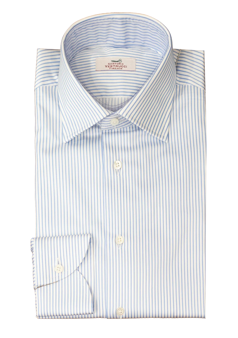 Blue Stripe French Collar Shirt